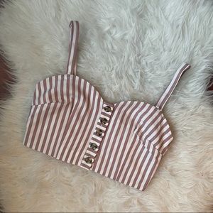 Bishop + Young Striped Crop Top XS